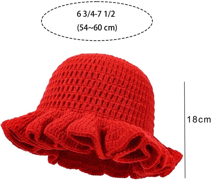 Ahouws Crochet Bucket Hat Women Trendy Knit Floppy Cap Cute Boho Handmade Beanies Outdoor Boho Travel Fishing Hat - Image 2